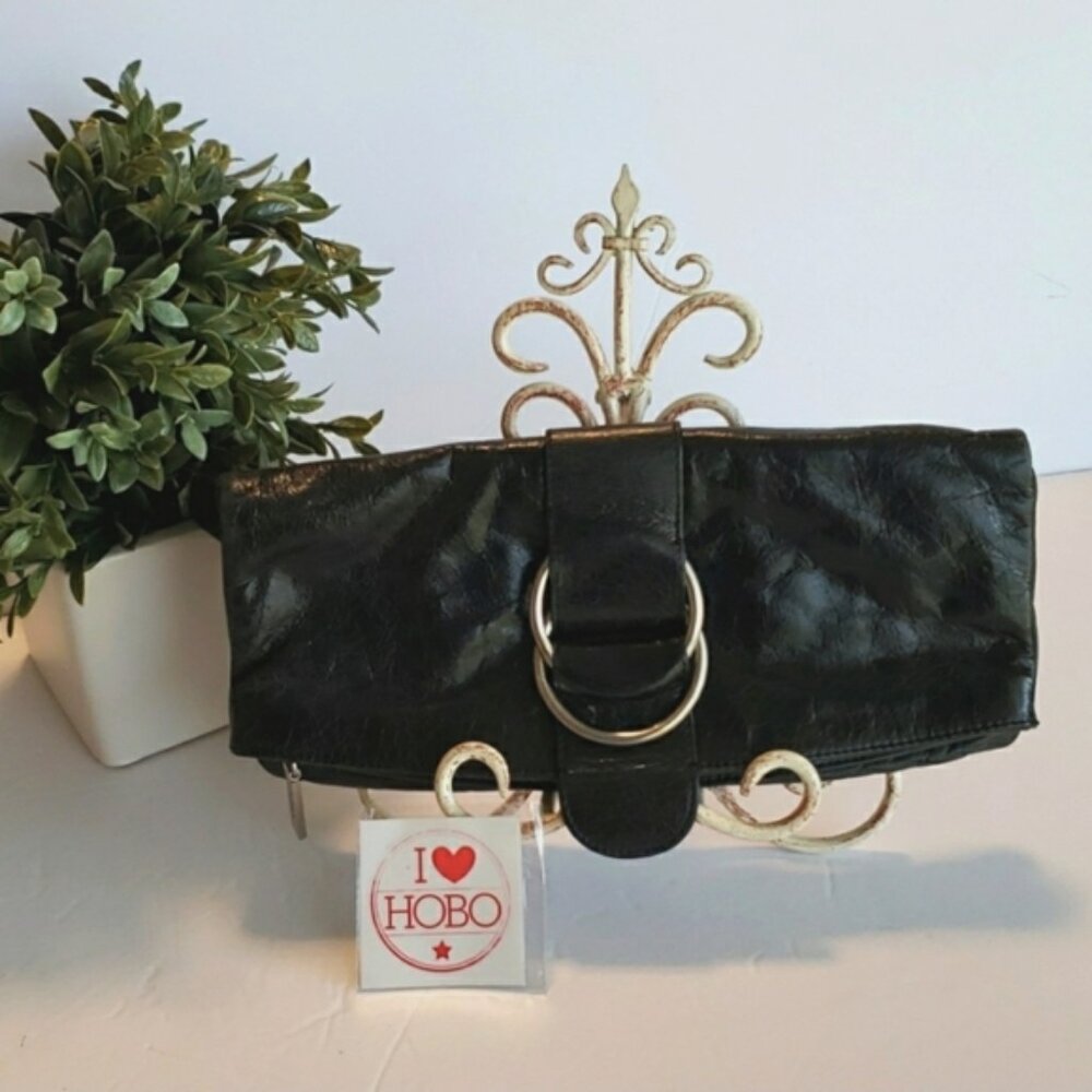 HOBO  Madeline Fold Over Distressed Leather Clutch